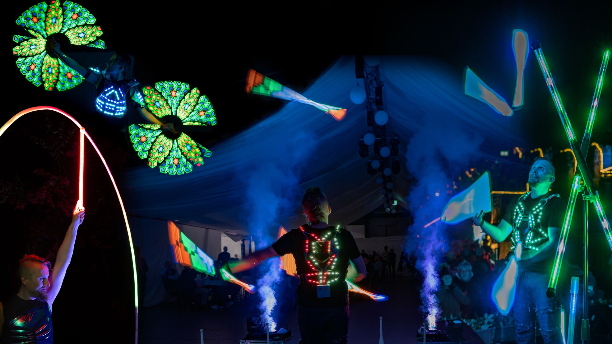 LED Show Light Up mit Keulen Jonglage, Pixel Poi und Stäben